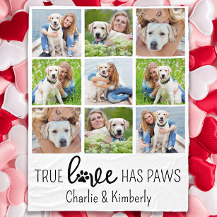 True Love Custom Pet Dog Lover Cute Photo Collage  Fleece Blanket