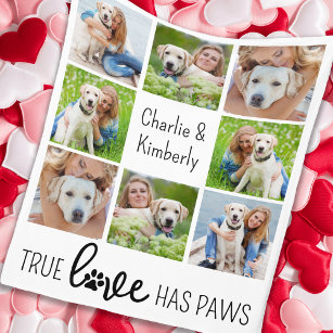 True Love Dog Lover Customised Pet 8 Photo Collage Fleece Blanket