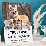 True Love Dog Lover Personalised 4 Photo Collage Plaque<br><div class="desc">True Love Has Four Paws! Celebrate your best friend with a custom unique dog photo collage plaque and keepsake. Surprise your favourite dog lover, whether is a birthday, Mother's day, valentines day, or Christmas with this cute love photo dog picture frame. This True Love with paw print design dog photo...</div>
