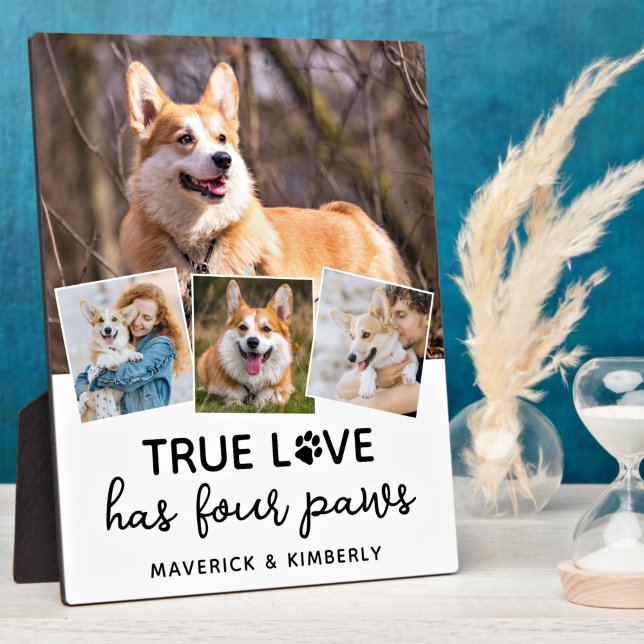 True Love Dog Lover Personalised 4 Photo Collage Plaque (Creator Uploaded)