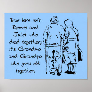 True Love Grows Old Funny Romantic Poster Sign