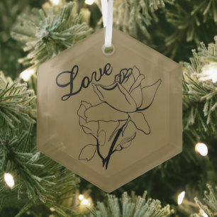 True Love Heart Roses Valentine's Day Sweetest Glass Tree Decoration