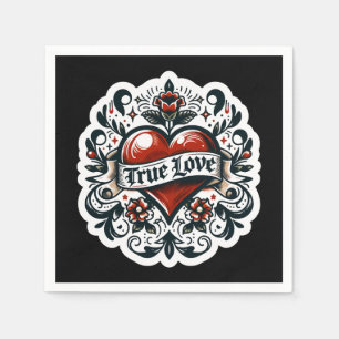 True Love Heart Tattoo Sticker Wedding Engagement  Napkin