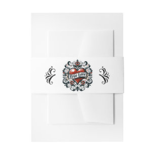 True Love Heart Tattoo Sticker Wedding  Invitation Belly Band