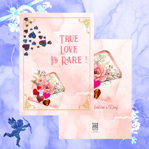 True Love Is Rare Valentine's Day Romantic Quote Holiday Card