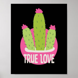 True love Kawaii cactus green and pink Poster