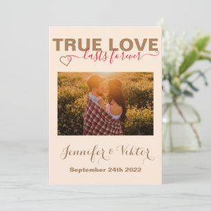 True Love lasts Forever Couple Photo Heart Gold