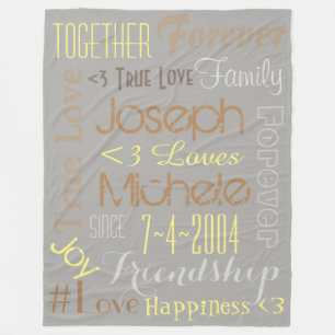True Love Names and Date Blanket Personalised