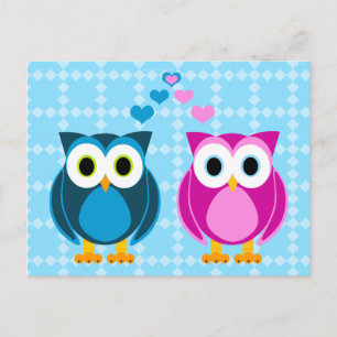 True Love - Owl Cartoon Postcard