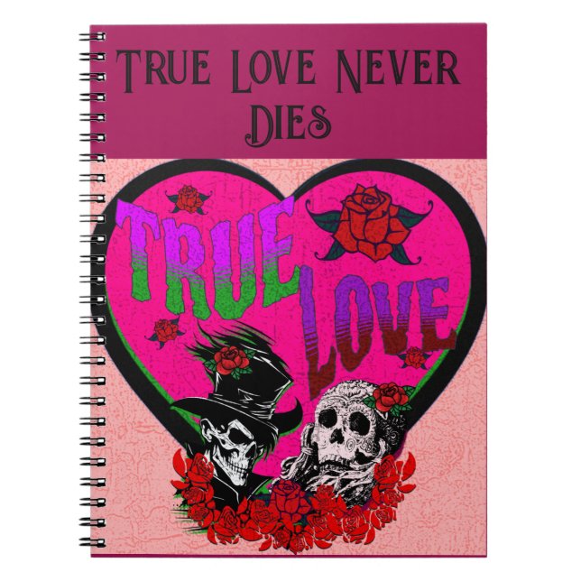 True Love Pink Skull Couple Custom Notebook (Front)