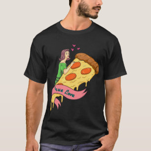 True Love Pizza Slice Retro Romance Novel Design - T-Shirt
