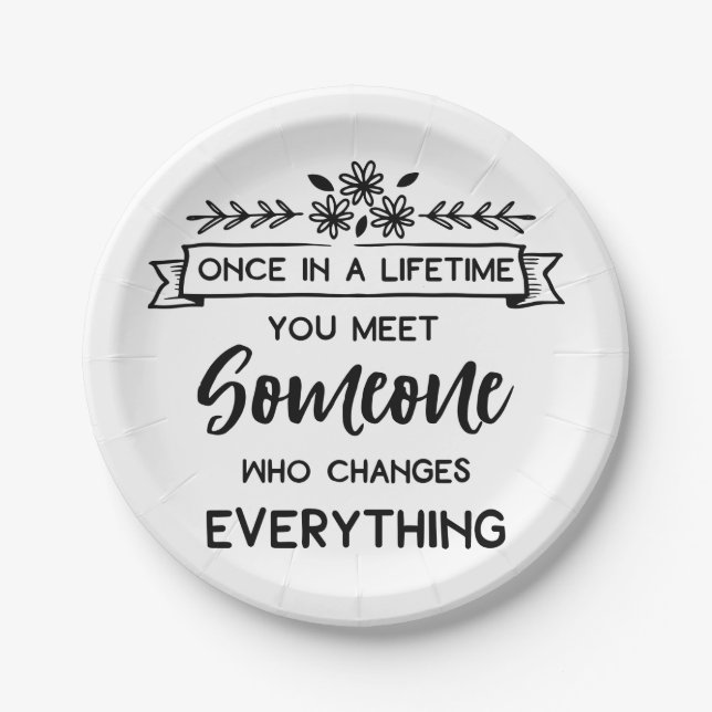 True Love Quote Wedding, Bridal Shower, Engagement Paper Plate (Front)