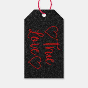 True Love Red Glitter Valentine's Gift Tags