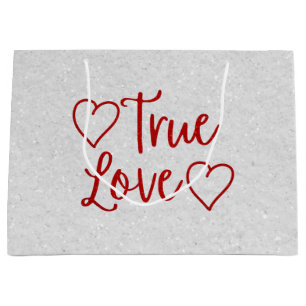 True Love Red Glitter Valentine's Large Gift Bag