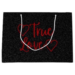 True Love Red Glitter Valentine's Large Gift Bag
