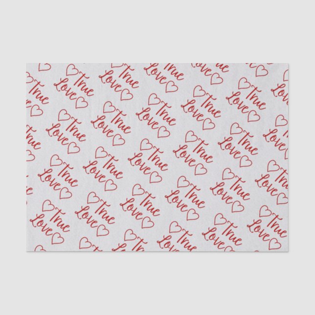 True Love Red Glitter Valentine's Tissue Paper (Front)