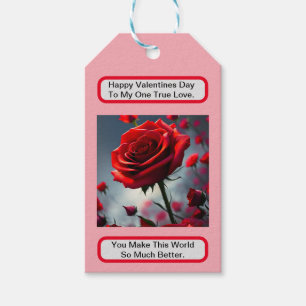 True Love Red Rose, Valentines Day Gift Tag