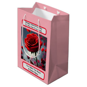 True Love Red Rose, Valentines Day  Medium Gift Bag
