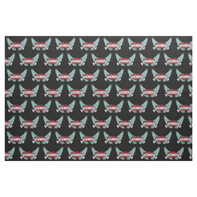 True Love Rockabilly Winged Heart Fabric (Fat Quarter)