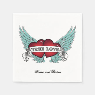 True Love Rockabilly Winged Heart Napkin