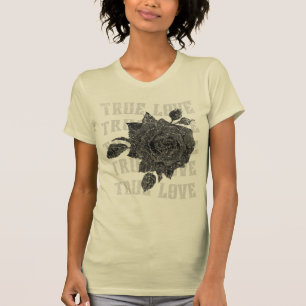 True Love Rose Romantic Valentine's Day B&W T-Shirt