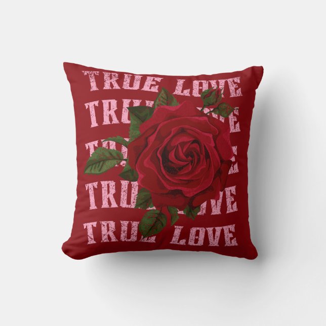 True Love Rose Romantic Valentine's Day Cushion (Front)