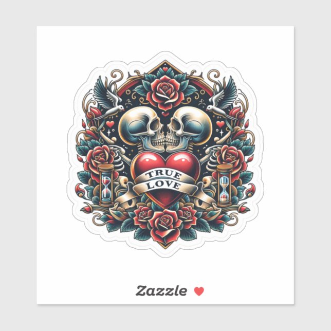 True Love Skeleton Heart Tattoo Look (Sheet)