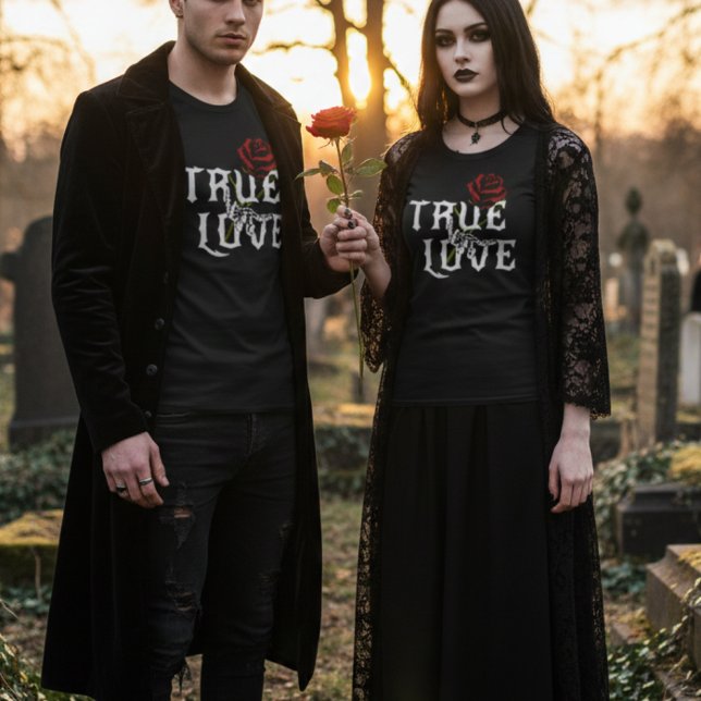 True love Skull Bones and Red Flower T-Shirt (Creator Uploaded)