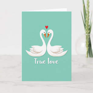 True Love Swans Heart Card
