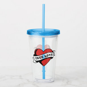 True Love Tattoo Heart Classic Romance Design Acrylic Tumbler