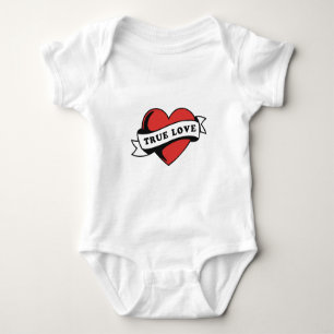 True Love Tattoo Heart Classic Romance Design Baby Bodysuit