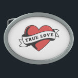True Love Tattoo Heart | Classic Romance Design Belt Buckle<br><div class="desc">Traditional tattoo art heart with "True Love" banner,  combining classic American tattoo style with timeless romance. Perfect for those who appreciate vintage artwork and meaningful symbols. Ideal gift for Valentine's Day or any romantic occasion.</div>