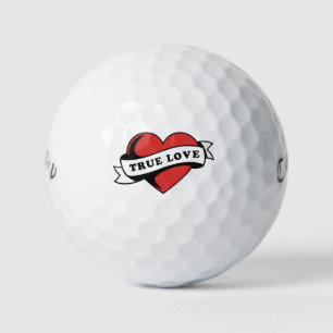 True Love Tattoo Heart Classic Romance Design Golf Balls