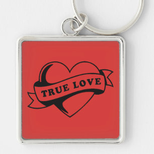 True Love Tattoo Heart Classic Romance Design Key Ring
