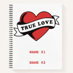 True Love Tattoo Heart Classic Romance Design Notebook