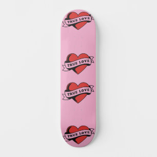 True Love Tattoo Heart Classic Romance Design Skateboard