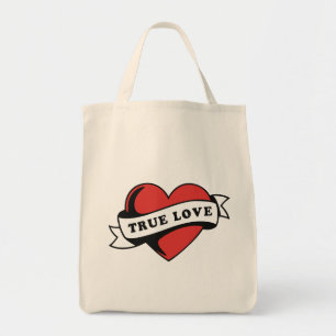 True Love Tattoo Heart Classic Romance Design Tote Bag