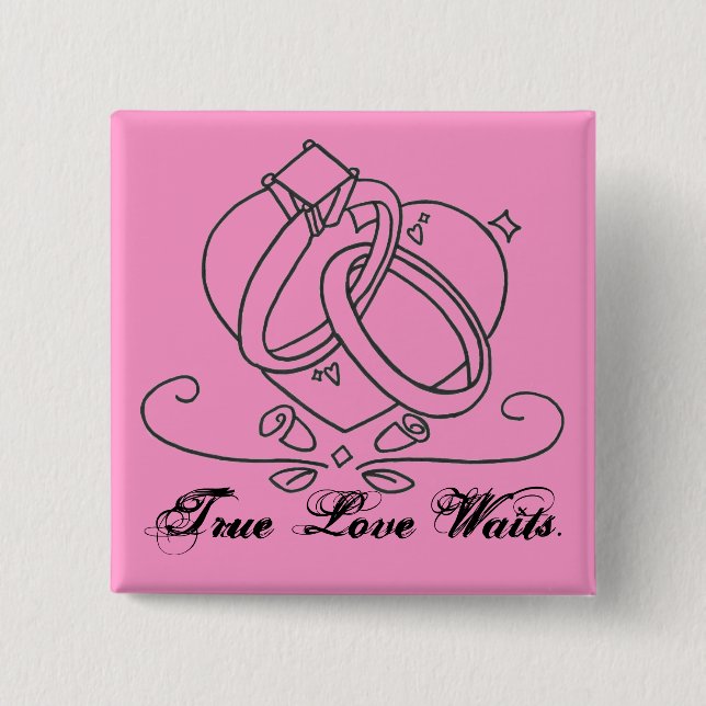 True Love Waits. 15 Cm Square Badge (Front)