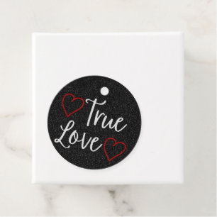 True Love White Glitter Valentine's Favour Tags