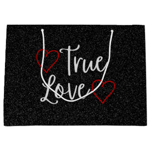 True Love White Glitter Valentine's Large Gift Bag