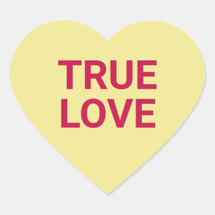True love yellow cute Valentine's Day conversation Heart Sticker