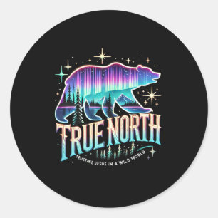 True North Bear Aurora Faith Trusting Jesus Summer Classic Round Sticker