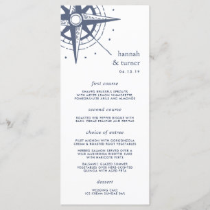 True North   Nautical Compass Wedding Menu Card