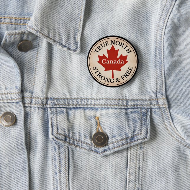 True North Strong and Free 6 Cm Round Badge (In Situ)