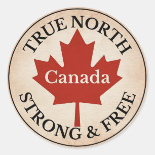 True North Strong and Free Classic Round Sticker