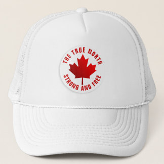 True North Strong and Free Red Maple Leaf Trucker Hat