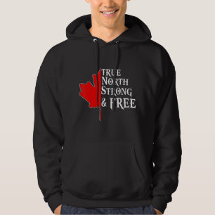 True North Strong & Free Maple Leaf Canadian Flag  Hoodie