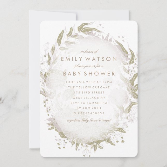 True Romance Foil Floral Frame Baby Shower Invitation (Front)