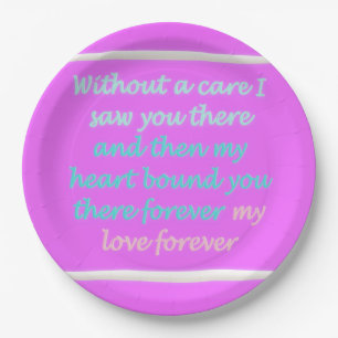 True Romance poem pattern pink Paper Plate