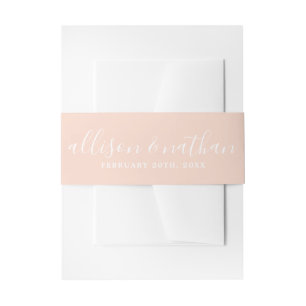 True Simplicity 1 Bride and Groom Blush Wedding Invitation Belly Band